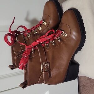 Material Girl tan booties